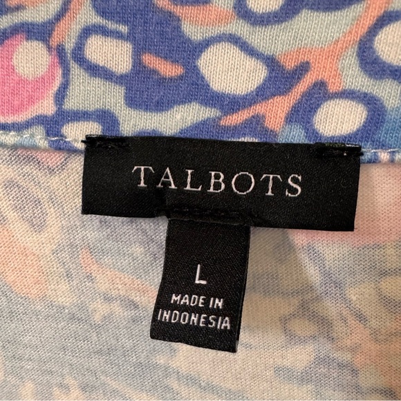 Talbots Lace Trim Tunic in "Flowing Floral" Pink Blue Size Large - Picture 8 of 9
